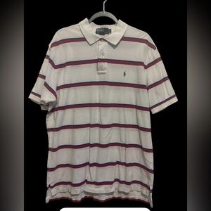 Ralph Lauren White Polo with Red and Blue Stripes